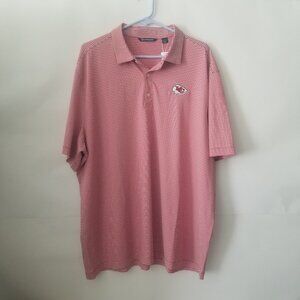 Cutter & Buck Mens XXL NFL Kansas City Chiefs Logo Polo Shirt Red White Striped